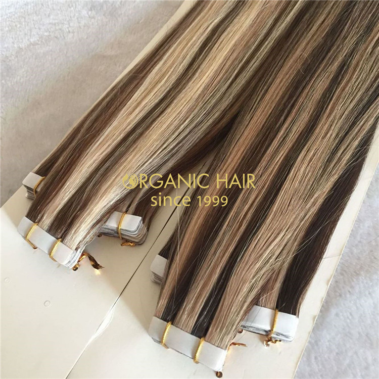 Double drawn piano color 100% virgin human tape in hair A158